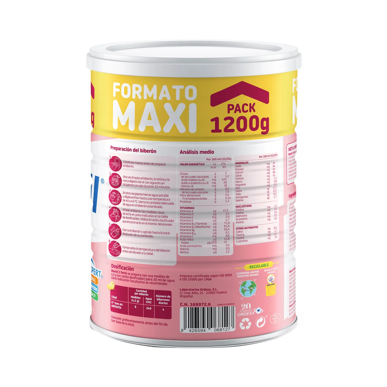 Plus forte 2 Leche en polvo de continuación, a partir de 6 meses 1200 g.