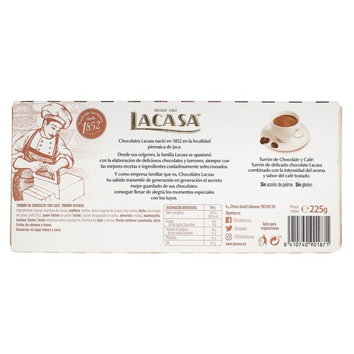 LACASA Turrón de chocolate y café 225 g.