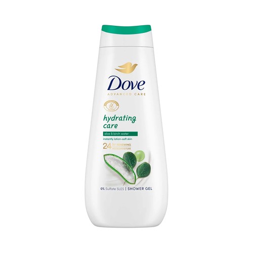 DOVE Advanced care Gel hidratante para ducha o baño con aloe vera y agua de abedul 400 ml.