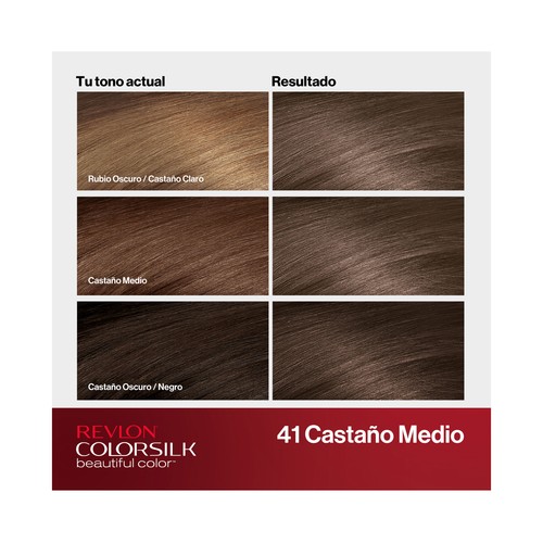 REVLON Colorsilk tono 41 Castaño medio Coloración permanente sin amoniaco.