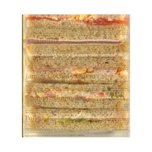 TOP LIDER Sandwiches variados de pan blanco sin corteza TOP LIDER 6 uds.