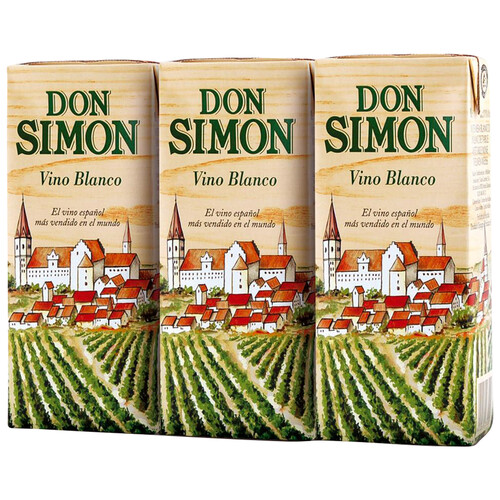 Vino blanco de mesa DON SIMON 3 x 200 ml.