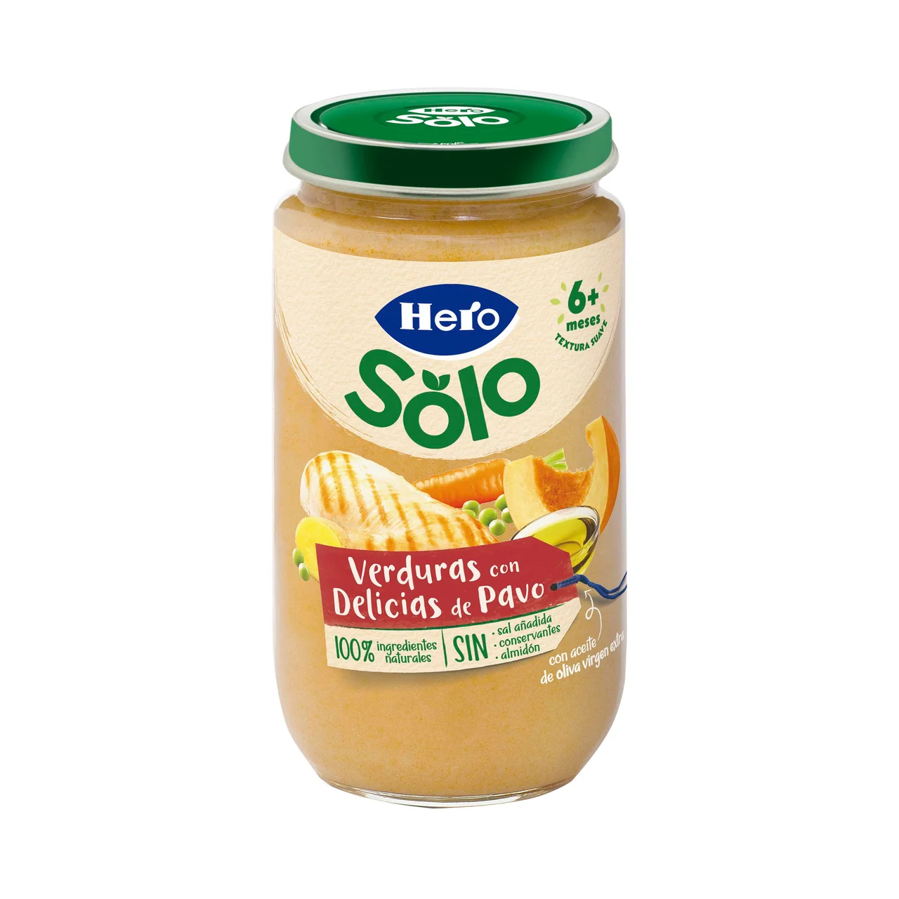 Solo Tarrito de verduras con delicias de pavo (textura suave), a partir de 6 meses 235 g.