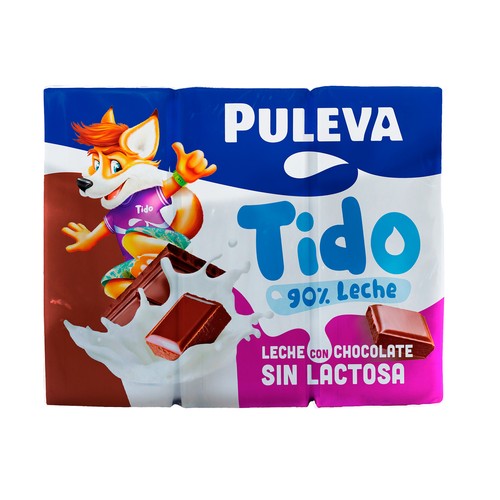 Batido con sabor a chocolate, sin lactosa y elaborado con un 90% de leche PULEVA 6 x 200 ml.