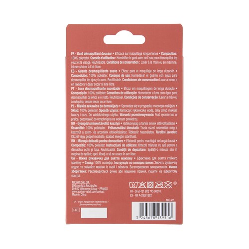 COSMIA Guante desmaquillador suave de talla única, válido para el maquillaje de larga duración.