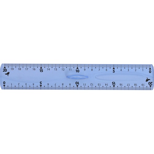 Regla de 20 cm, doble decimetro, irrompible azul, ALCAMPO.