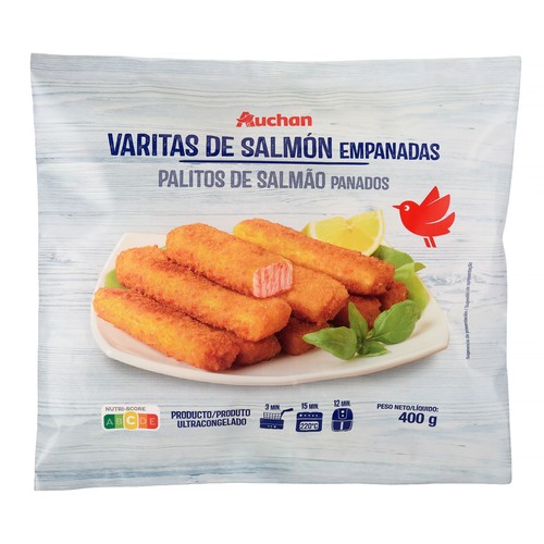 AUCHAN Varitas de salmón empanadas 400 g Producto Alcampo.
