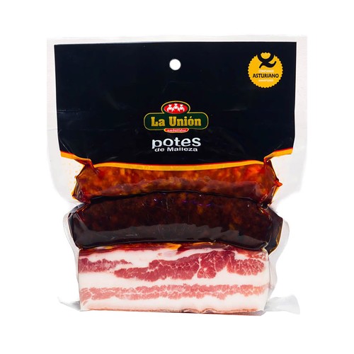 LA UNIÓN Compango asturiano compuesto por chorizo extra, morcilla asturiana y panceta), elaborados sin gluten LA UNIÓN 450 g.