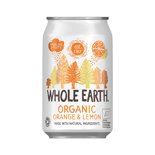 WHOLE EARTH Refresco bio sabor naranja y limón, 330 ml. 