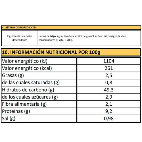 Hogaza de pan de molde 360 g.