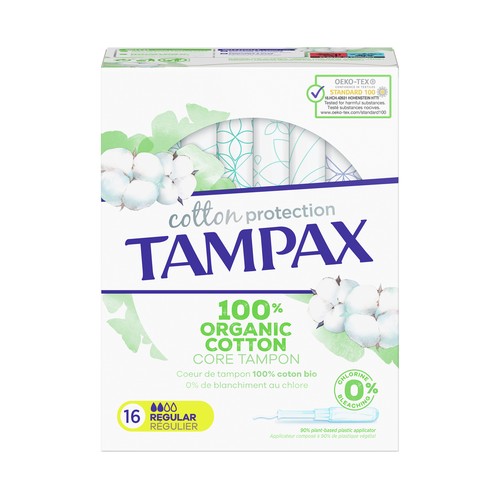 TAMPAX Tampones super con aplicador, núcleo y capa superior de algodón 100% ecológico TAMPAX Cotton protection 16 uds