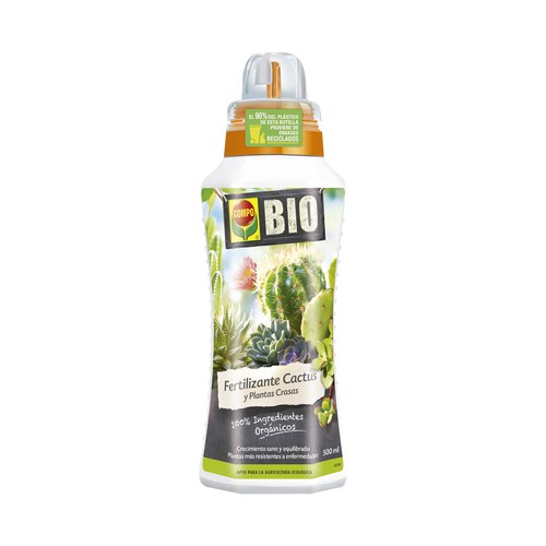 Botella de 0.5 litros con fertilizante líquido especial para todo tipo de cactus, plantas crasas o suculentas COMPO