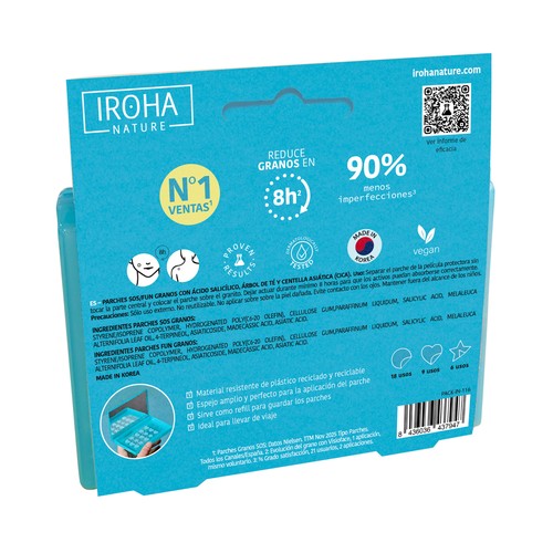 IROHA NATURE On the go Parches finos y transparentes anti acne en un divertido formato 33 uds.