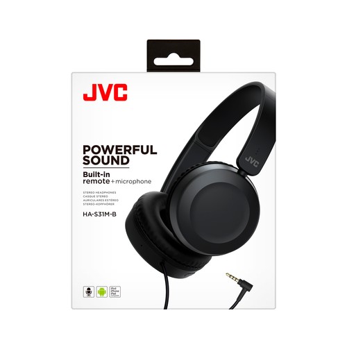 Auriculares tipo diadema JVC HA-S31M-B con cable, color negro.