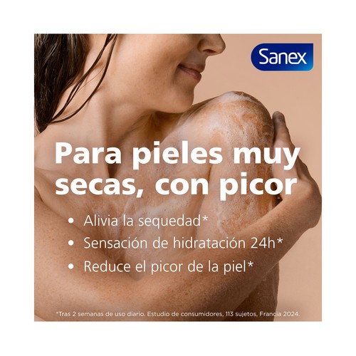 SANEX Derma Therapy Gel para baño o ducha con ácido Hialurónico, para pieles secas 425ml.