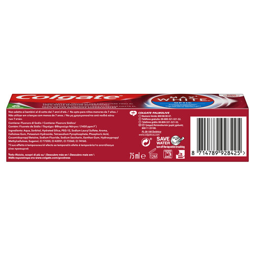 COLGATE Pasta de dientes con flúor y acción blanqueante instantánea COLGATE Max white optic 75 ml.