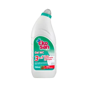 EKOSAN Gel limpiador WC líquido aroma pino 3 en 1 perfuma, higieniza y tiene efecto antical 750 ml.