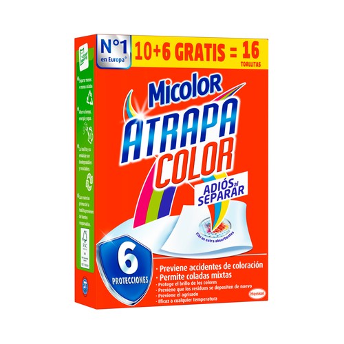 MICOLOR Toallitas antidecoloración para lavadoras atrapacolor 10 uds.
