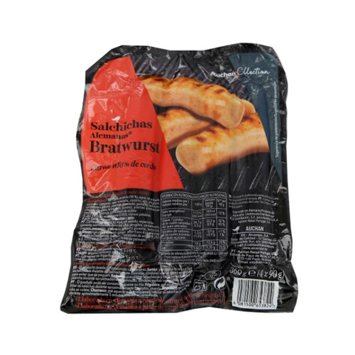ALCAMPO GOURMET Salchichas alemanas cocidas de cerdo, tipo Bratwurst ALCAMPO GOURMET 4 x 90 g.