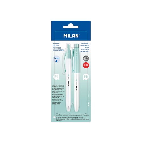 Blíster 1 bolígrafo P1 tinta azul + 1 portaminas PL1 0.7 mm, Edición +, MILAN.