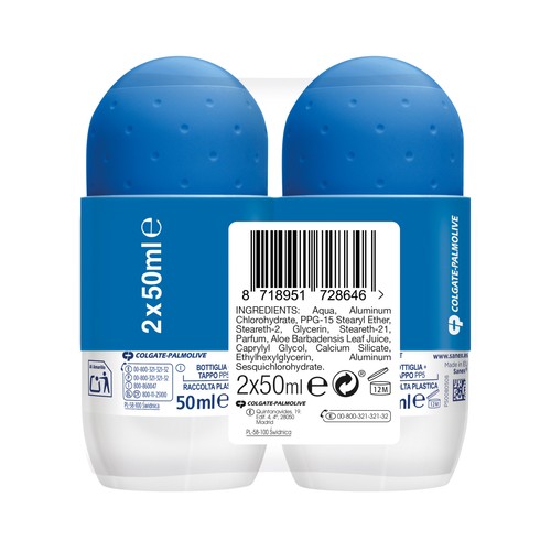 SANEX Dermo+ extra control Desodorante roll-on unisex, antitranspirante hasta 72 horas 2 x 50 ml.