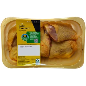 ALCAMPO CULTIVAMOS LO BUENO  Medio pollo campero troceado Bandeja.