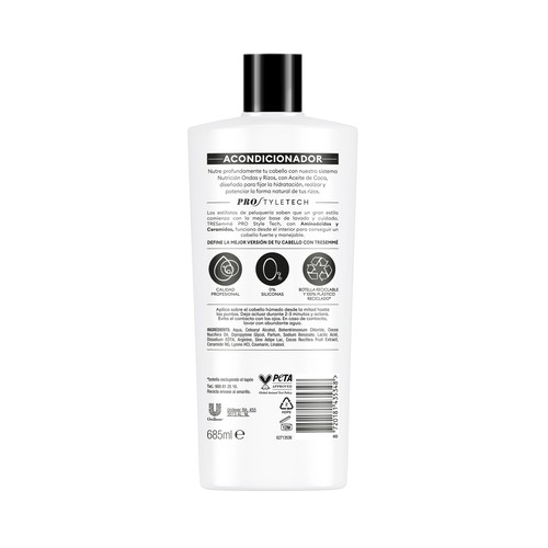 TRESEMMÉ Ondas & rizos Acondicionador nutritivo con aceite de coco, para rizos nutridos y definidos 685 ml.