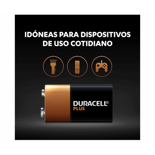 Pila alcalina de petaca, 9V, 6LR61, DURACELL.