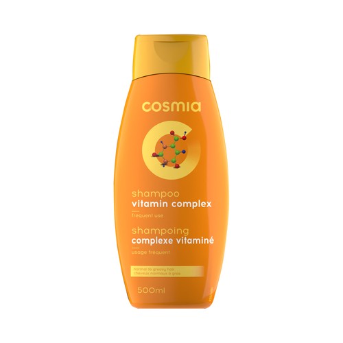 Champú de uso frecuente con complejo de vitaminas, para cabellos normales a grasos COSMIA 500 ml.