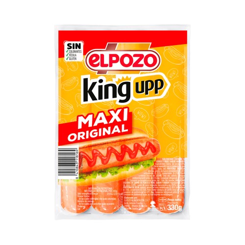 EL POZO Maxi original king upp  Salchichas cocidas de cerdo y pavo, sabor ahumado 330 g.