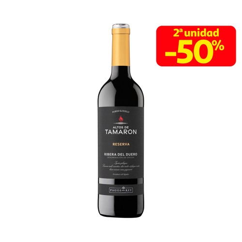 Vino tinto reserva con denominación de origen Ribera del Duero ALTOS DE TAMARON botella de 75 cl.