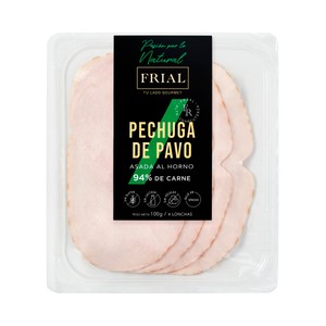 Pehuga de pavo asada al horno y cortada en finas lonchas 100 g.