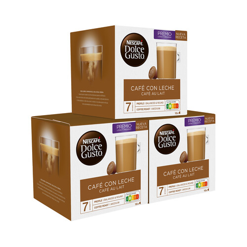 NESCAFÉ DOLCE GUSTO Café con leche (leche en polvo y café soluble) en cápsulas NESCAFÉ Dolce Gusto 18 uds.