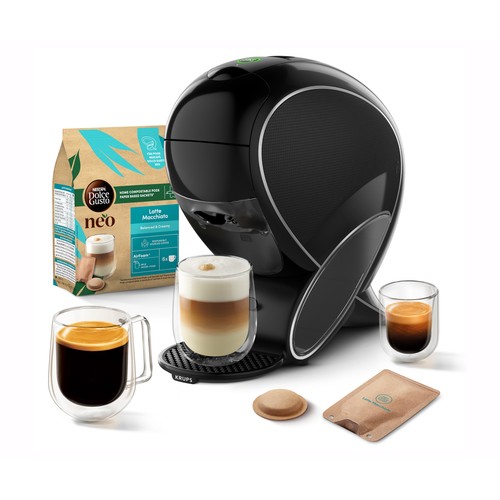 Cafetera de cápsulas KRUPS Dolce Gusto Neo Caffee negra, 1 taza, 1600W, 1,3l depósito de agua