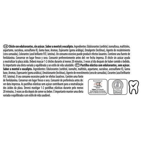 Chicles con edulcorantes, sin azúcar, Extreme Menthol TRIDENT 56 g.