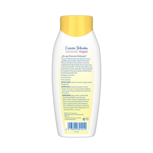 VAGISIL Gel para la higiene íntima diaria con vitamina E y aroma a jazmín blanco VAGISIL Esencias delicadas 250 ml.