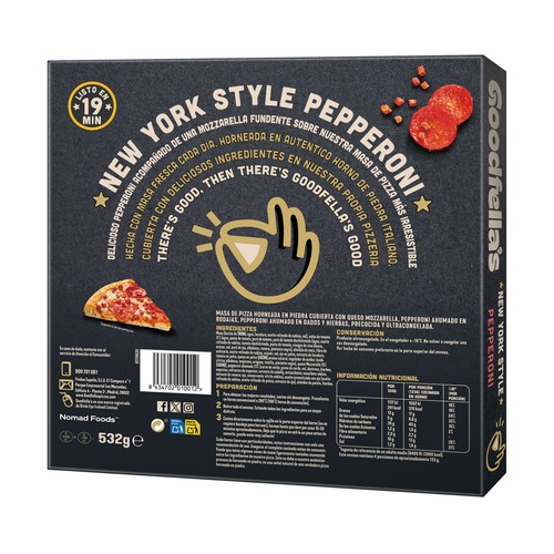 GOODFELLA´S New York style Pizza de pepperoni y mozzarella 532 g.