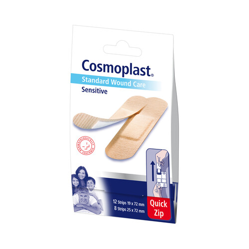 Apositos de 2 tamaños diferentes y con fácil sistema de apertura COSMOPLAST Sensitive 20 uds.
