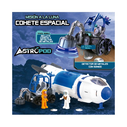 EDUCA Cohete espacial construye y juega con luces y sonido, vehículo lunar y detector de metales real