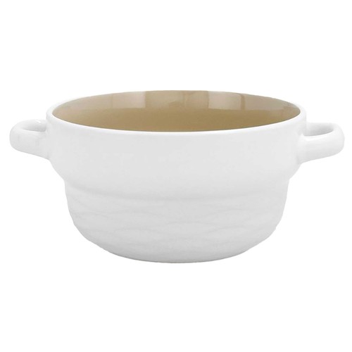 Bol para Sopa  de Gres bicolor Blanco y Nature 50cl Vita, QUID