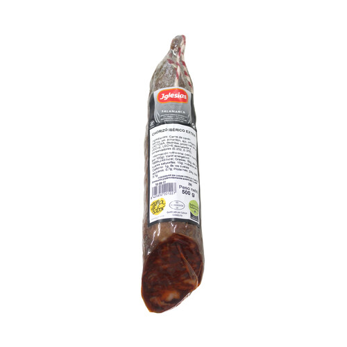 IGLESIAS Chorizo cular ibérico de calidad extra (3 meses de curación) y sin gluten IGLESIAS 500 g.