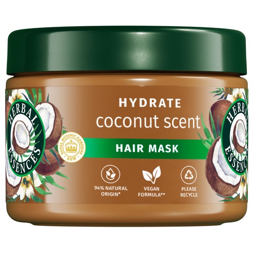 HERBAL ESSENCES Mascarilla capilar hidratante aroma a coco, para cabellos muy secos 300 ml.
