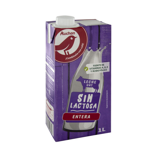 Leche entera de vaca, sin lactosa PRODUCTO ALCAMPO 1 l.