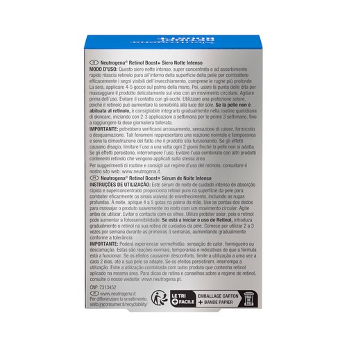 NEUTRÓGENA Retinol boost+ Sérum intensivo de noche antiedad, con retinol 30 ml.