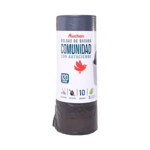 PRODUCTO ALCAMPO Bolsas de basura con autocierre especial cubo comunidad gris, autocierre capacidad 120 l. 10 uds.