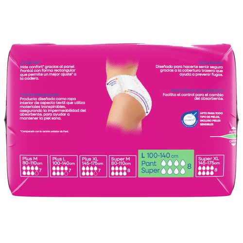 INDASEC Discreet Pants de incontinencia super, talla grande, para perdidas de orina severas 10 uds