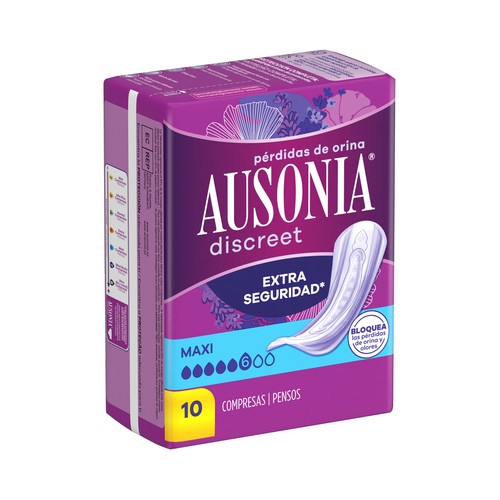 AUSONIA Discreet Compresas maxi para perdidas de orina 10 uds.