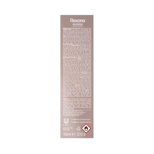 REXONA Maximum protection Desodorante en spray para mujer antitranspirante hasta 96 horas 150 ml.