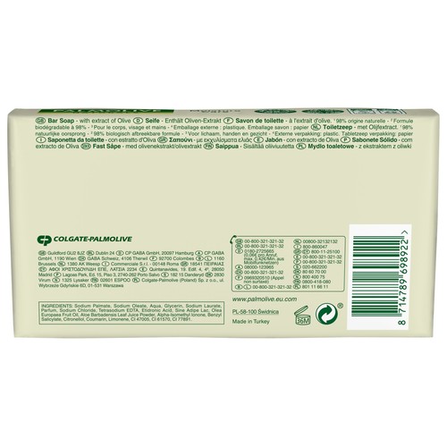 PALMOLIVE  Naturals moisture care Jabón hidratante en pastilla, enriquecido con extracto de oliva 3 x 90 g.