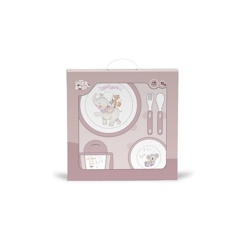 Set vajilla para bebé de 5 piezas color rosa, INTERBABY.